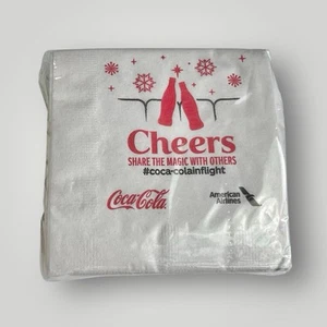 American Airlines Coca-Cola Collaborated Paper Napkins Flight Winter 50 Cts New - Picture 1 of 13