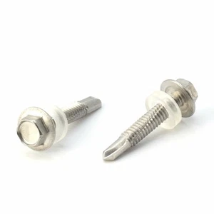100pc Stainless Steel Self Drilling Tapping Screws #12 x 1 1/4" Hex Washer Head - Picture 1 of 8