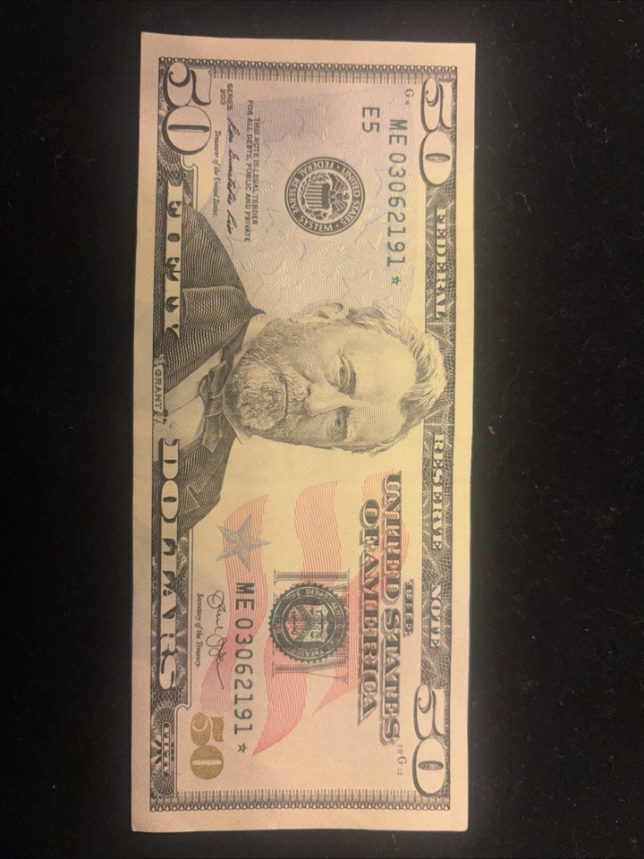 Low serial 50$ bill star note  Rare Great Condition - Image 1 of 4