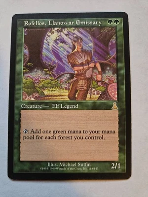 MtG Magic - Rofellos, Llanowar Emmisary (Urza's Destiny, 1999) (Excel++/Played) - Image 1 of 2