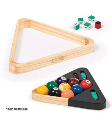 Wooden Billiard Rack Kit - 2 In 1 Convertible - 8 or 9 Ball - Chalk & Scuffer - Image 1 of 4