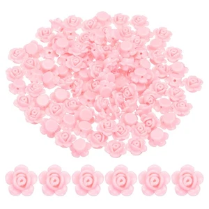 100Pcs Rose Flower Beads 12mm Acrylic Rose Carved for Jewelry Making, Light Pink - Picture 1 of 7