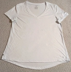 Danskin Now Womens Large White 100% Polyester Short Sleeve Semi-Fitted Shirt 23 - Picture 1 of 5