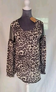 Kori America Damen Tunika Bluse Animal Print lang, teilweise Spitzenärmel Gr. S - Bild 1 von 10