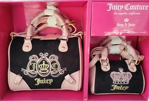 Juicy Couture Lovers Club 2-teiliges Schulranzen-Set schwarz pink neu mit Etikett Y2K Mode Tasche Set neu - Bild 1 von 10