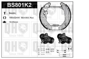 QH Bendix Brake Shoe Kit w/ Auto Adjust /Mounting /Wheel Brake Cylinder -BS801K2 - Picture 1 of 7