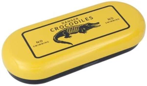 Fridolin - Brillenetui Gelb / Schwarz aus Metall mit Druck "Danger Crocodiles" - Bild 1 von 1