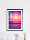Futuristic Science Fiction Purple Artwork, Glowing Monolith, Neon - A4 Size
