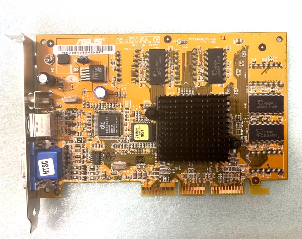 RARE ASUS AGP-V7100MAGIC/32M NVIDIA GEFORCE2 MX AGP VGA SVIDEO COMP OUT  MXB186 - Image 1 of 3