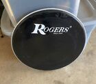 Good-used 22" Rogers Logo Ebony Bass Drum Head
