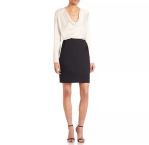 NWT Lanvin Long Sleeve, Black & White Color Block Draped Dress FR 38 U.S 4 - Picture 1 of 12