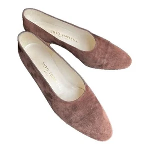 Silvia Fiorentina Brown Suede Pumps Heels Size 8 1/2 - Picture 1 of 8