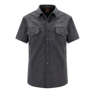 Mens Military Army Shirt Cargo Tactical T-Shirt Short Sleeve Button Down Tee Top - Picture 1 of 11