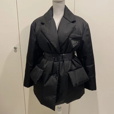 PRADA re-nylon gabardine puffer jacket size IT38 black - Image 1 of 4
