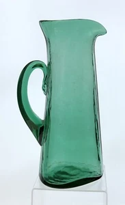 Blenko Handmade Glass 6120 Pitcher in Sea Green Wayne Husted Etched Design - Picture 1 of 10