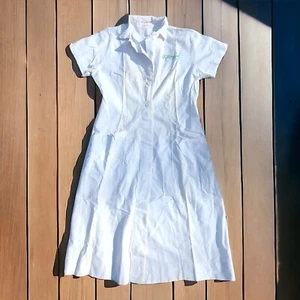 1930s White Vangellica Kelloggs Script Uniform Work Dress USA 34 Sanitarium? Vtg - Picture 1 of 13