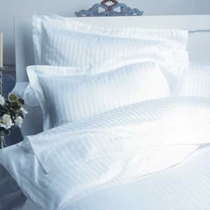 CALIFORNIA KING WHITE STRIPE 5Pc DUVET SET 1500 THREAD COUNT 100%EGYPTIAN COTTON - Picture 1 of 1