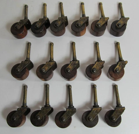 16X Wood Wheel Casters 5 Star, 1.5" Metal Shaft, 1" Wheels - Dresser, Furniture Cover