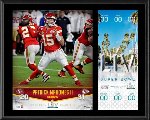 Patrick Mahomes Chiefs 12" x 15" Super Bowl LIV Champs Plaque & Replica Ticket Cover