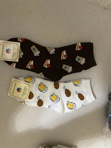Socks 2 Pair Fun Novelty Food Design Crew / Ankle Lightweight Socks Size Medium - Picture 1 of 2