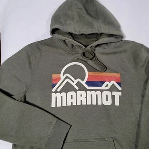 Marmot Hoodie Unisex Sz L Green Pullover Hooded Sweatshirt Hiking Outdoor Fleece - Picture 1 of 15