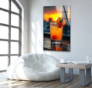 Arte de pared de vidrio de cóctel naranja fresco - Imagen 1 de 7