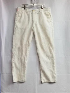 Boss Hugo Boss 100% Linen  Pants Mens 40 R White Regulal Fit Straight 38x31 Pics - Picture 1 of 15