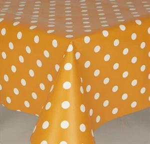 Orange Ground With White Polkadots Pvc Vinyl Wipe Clean Tablecloths - Picture 1 of 2