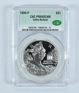 1999-P Dolley Madison Commemorative Silver Dollar PR69 DCAM CAC - Picture 1 of 5
