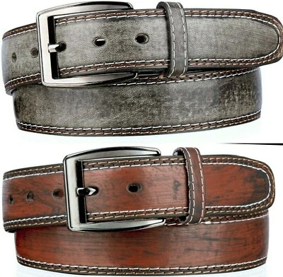 DESIGN BY ITALY DIABLO ✅Echt Jeans-Gürtel Herren Damen Jeans Nähte Leder Gürtel Schwarz Braun 4 cm NEU✅