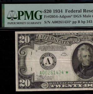 1934 $20 Federal Reserve Note PMG 30 - Boston Mule Star - Fr 2054-Adgsm* - Picture 1 of 3
