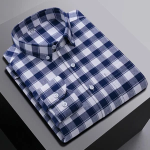 Herrenkleid Oxford Shirts Formelles Geschäft Langarm Baumwolle Freizeit Shirts Tops - Bild 1 von 14