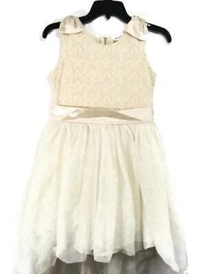 American Dress Girls Size 12 Girl Ivory and Gold Formal Fancy Glittery Skirt - Image 1 of 4