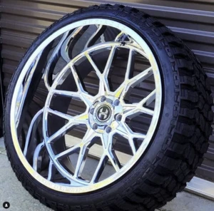 SET of 5   22x12 Hardcore HC104 Wheels & Tires Chrome 6x5.5 Bronco GMC Chevy - Picture 1 of 7