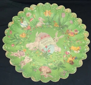 VINTAGE! HALLMARK GERMAN PRESSED PAPER COOKIE TRAY - DELIGHTFUL EASTER GRAPHICS! - Picture 1 of 10