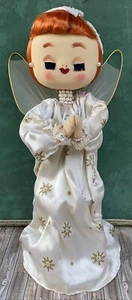Perle Preghiere Vintage 14"" ANGELO Capelli Rossi Calze Tulle Natale Giappone - Foto 1 di 8