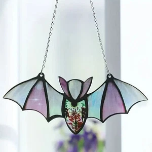 Colorful Stained Bat Window Hanging Suncatcher For Halloween Decor - Picture 1 of 14