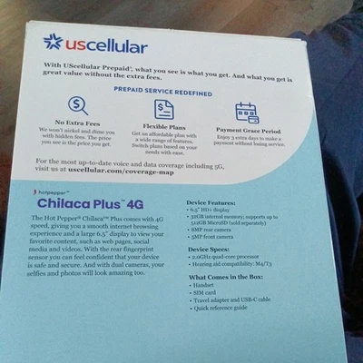 Hotpepper Chilaca Plus 4G 32GB (US Cellular Prepaid) 6.5" HD Phone- BRAND NEW - Image 1 of 2