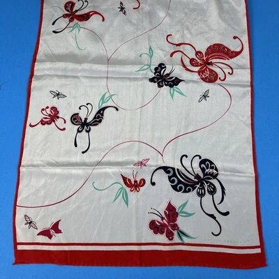 Bufanda de seda vintage roja blanca HATTIE CARNEGIE💥Rara MCM DE COLECCIÓN, idea de regalo única Foto 1 de 4
