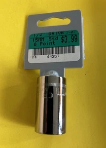 Craftsman 15mm Shallow Socket 1/2” Drive 6 Point 44257 USA NEW - Picture 1 of 3