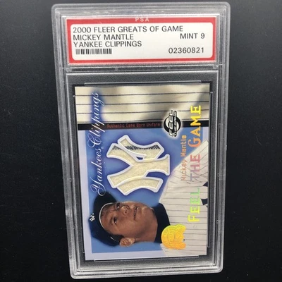 Camiseta Fleer Greats of Game Yankees Clippings 2000 Mickey Mantle PSA 9 como nueva SSP Foto 1 de 2
