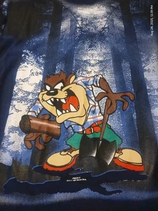 Looney Tunes Mens T-Shirt XL Tasmanian Devil Lumberjack 1997 S Stitch USA VTG - Picture 1 of 4