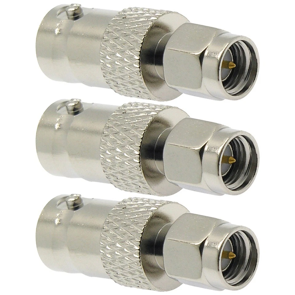 3x SMA Male to BNC Female Coax Coaxial RF Connector Adapter Converter Straight - Image 1 of 2