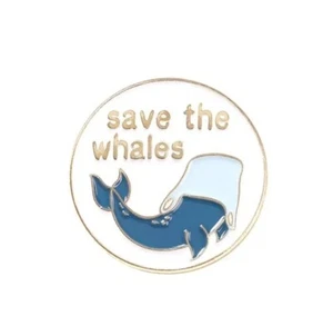 Save the Whales Enamel Pin white background - Australian stock Free AU Postage - Picture 1 of 1