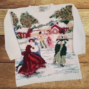 Vintage Heirloom Collectibles Knit Sweater Winter Theme Women's Size Medium  - Picture 1 of 7
