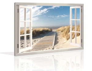 Bilder Leinwand 120 x 80 cm Fenster Blick Düne Wandbild Bild 5007 - Bild 1 von 1