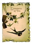 bluebirds of happiness, ivy design, Tuck Christmas card, circa 1915