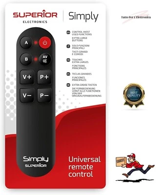 Telecomando universale per TV semplice autoapprendente Superior Spedizione e bat - Immagine 1 di 3