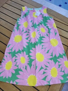 NEW Mini Boden Girl's 9 - 10 Corduroy Dress Pink Green Daisies Floral Spring - Picture 1 of 3