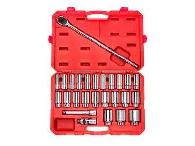 3/4 Inch Drive Deep 6-Point Socket and Ratchet Set with Case, 26-Pc (19-50 mm) - Image 1 of 4